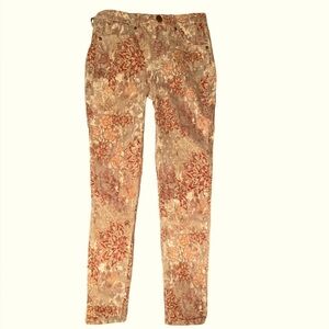 Seven7 Pink & Beige High Waisted Floral Corduroys NWT